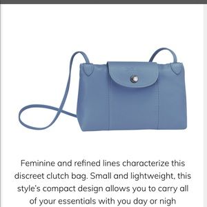 Longchamp Le Pliage Cuir Crossbody Bag - Blue Mist